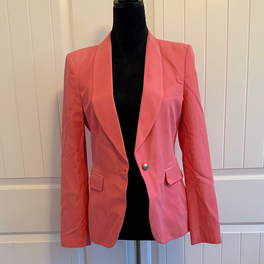 Zara Coral Blazer with Silver Button